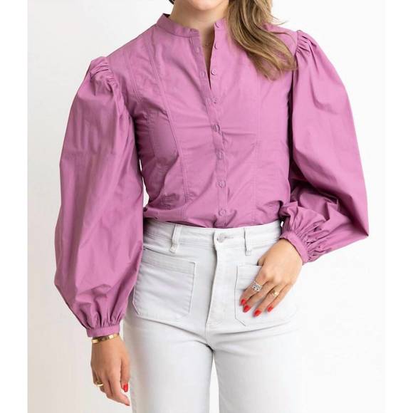 Karlie Solid Poplin Button Up Top